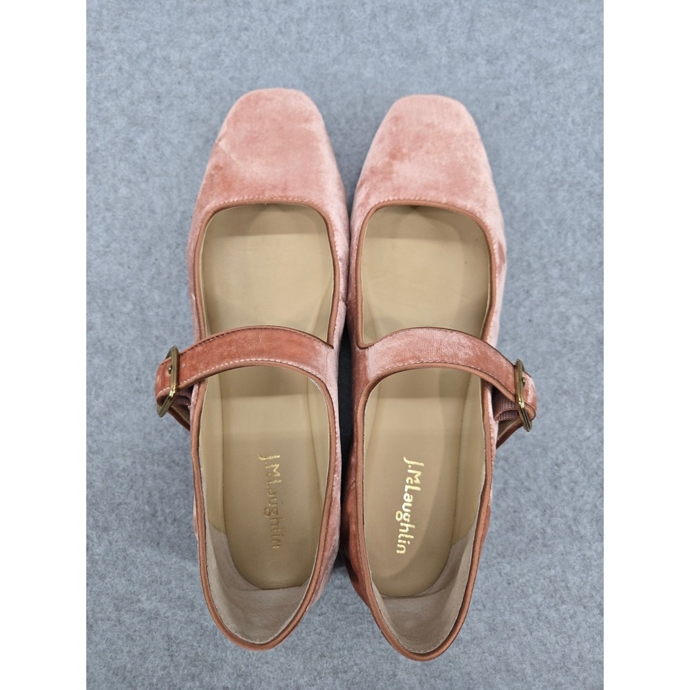 J McLaughlin Macayle Square Toe Women Pink Velvet Mary Jane Flats Shoes Size 8.5 - Picture 3 of 8